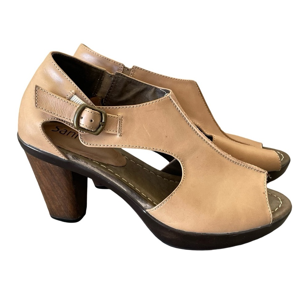 Sanita Womens Begonia Peep Toe Brown Leather Sandals Size 8